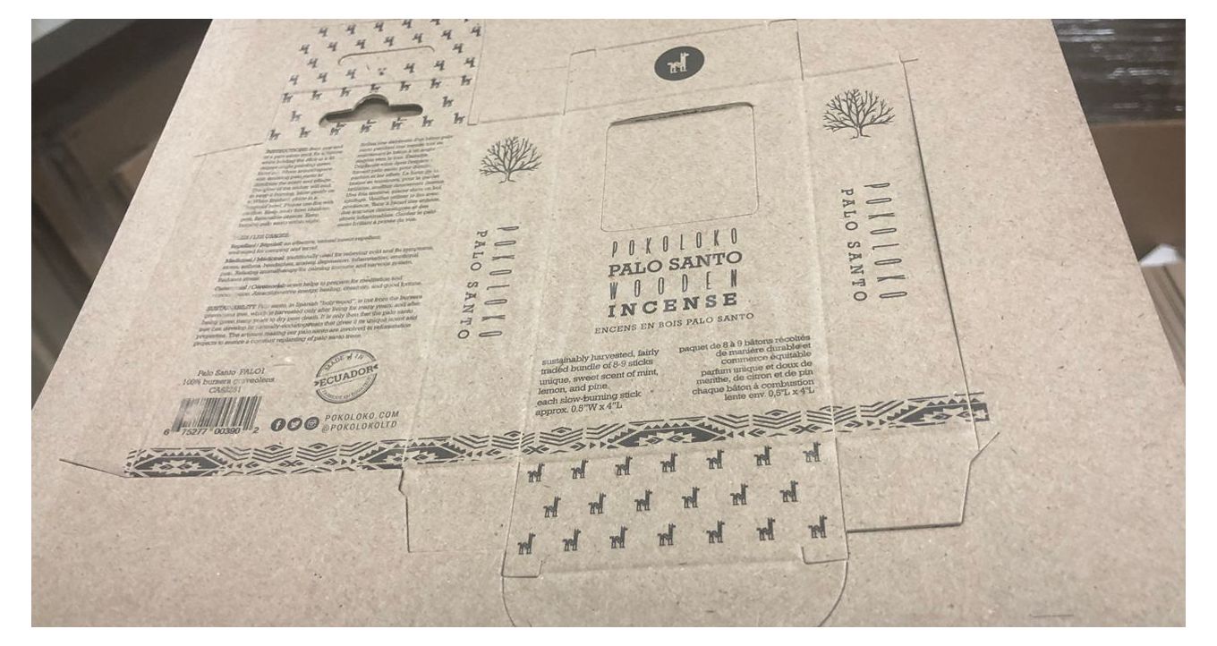 ECMA Standards sheet paper with a box design printed on it with visible box cut lines.