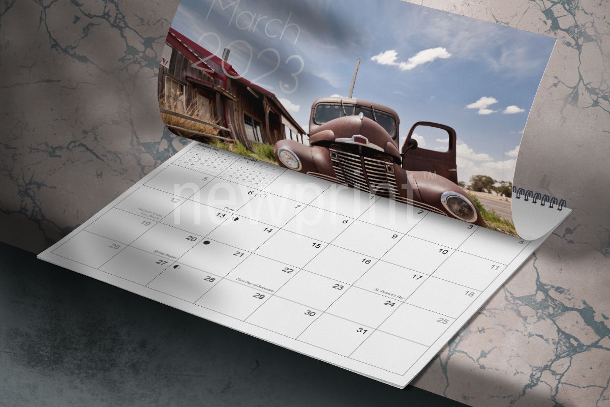 Old timer car wall calendar made using 2023 calendar template