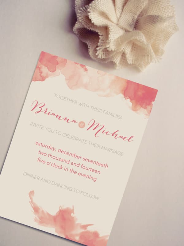 Watercolour wedding invitations