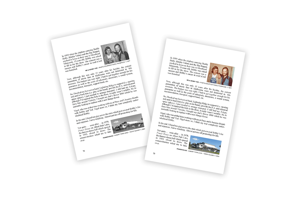 One page of a book is shown, printed in black and white alongside the same page printed in color.