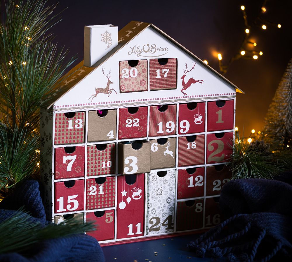 Holiday packaging for a chocolate advent calendar
