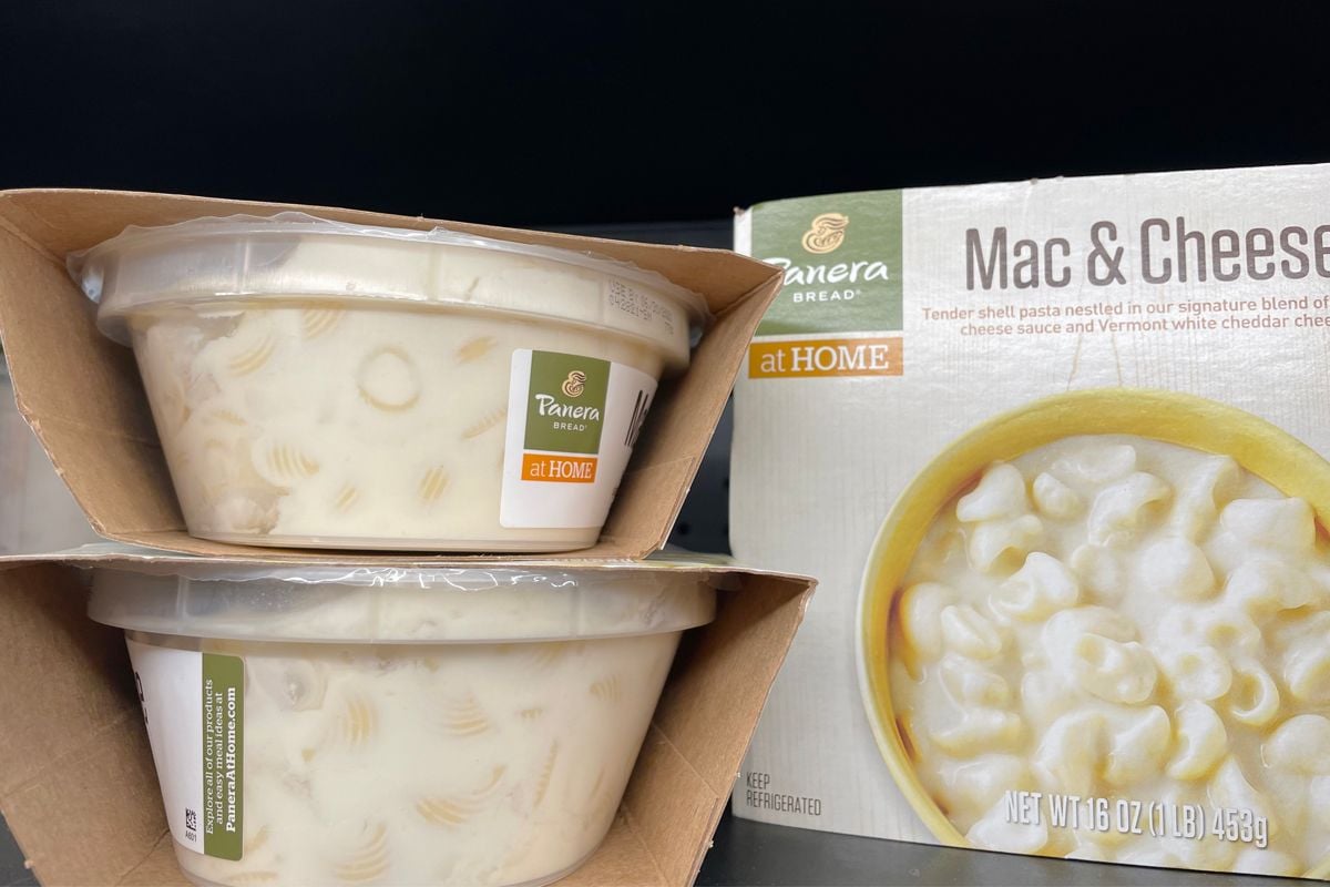 Food Packaging Sleeves-Three Mac and Cheese Food Container Jars in Printed Food Packaging Sleeves