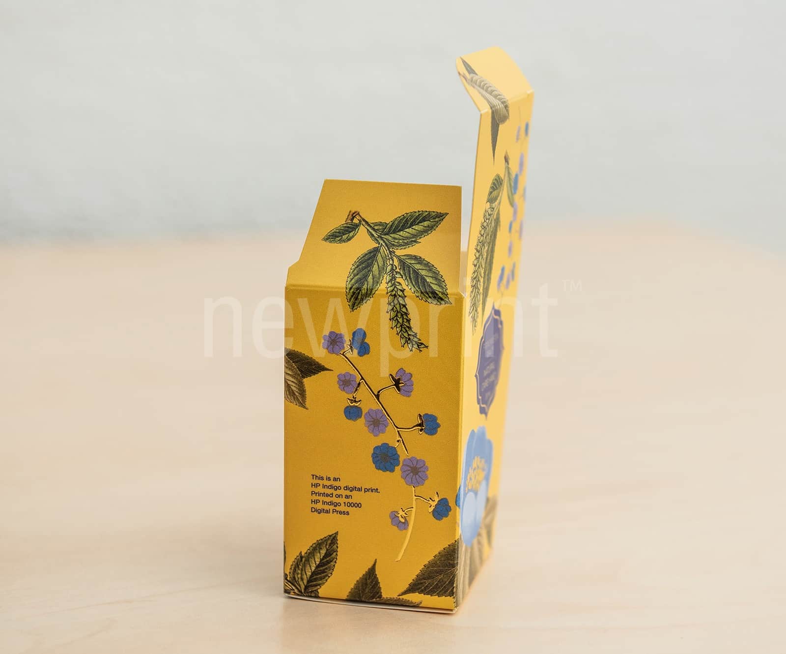 Gold foil stamping detail on packaging