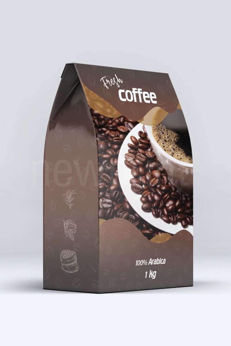 packaging colour - Brown lock bottom box with folded gable top for packaging coffee.