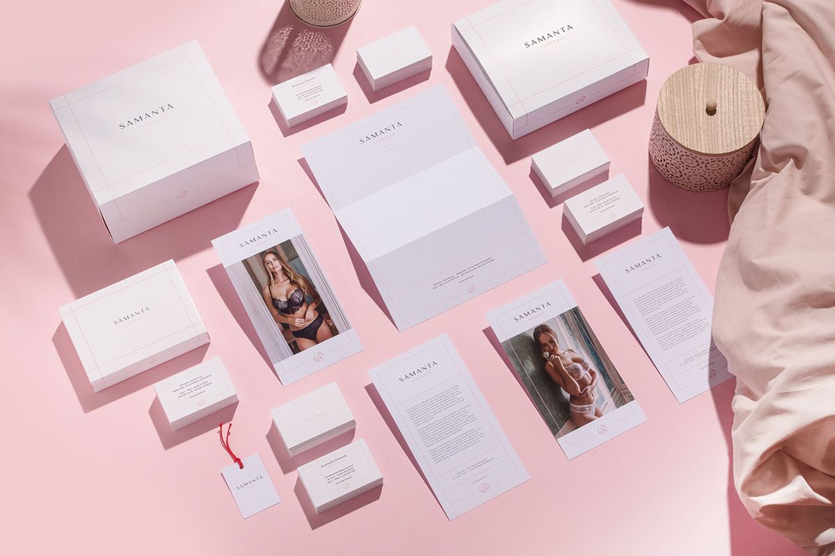 Packaging elements for creating the ultimate unboxing experience on the pink surface