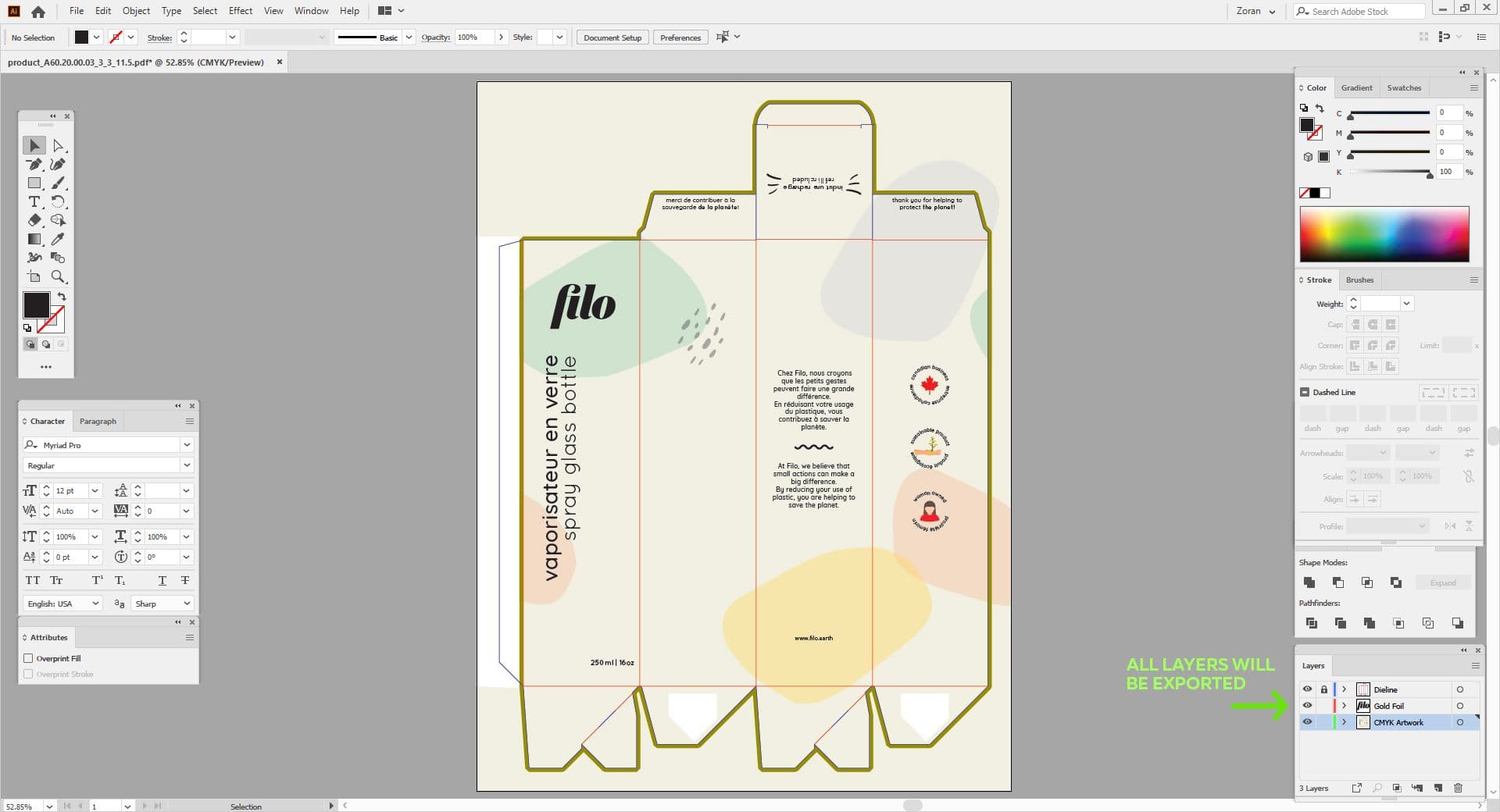 creating print ready files for packaging - All Layers