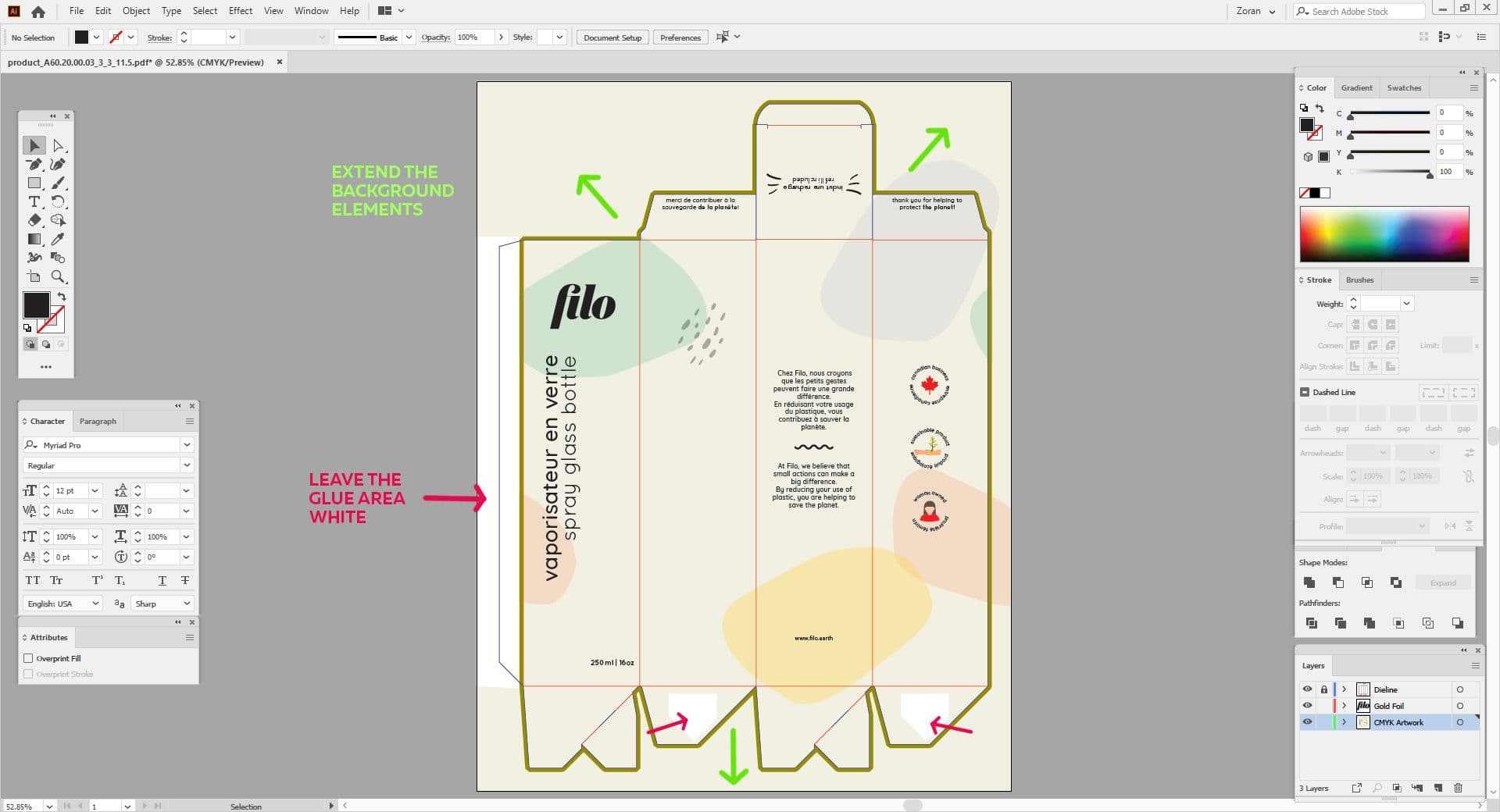 creating print ready files for packaging - Bleed and Glue