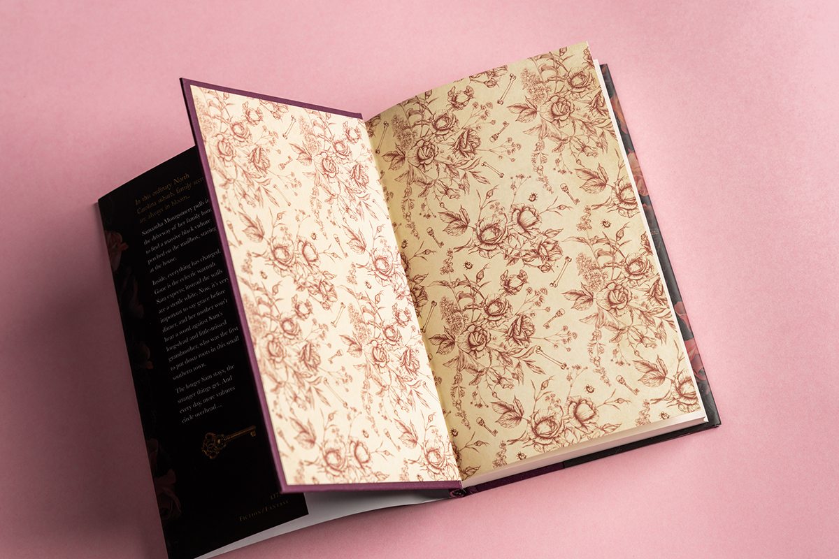 Beautiful book editions – endpaper print of A House with Good Bones by T. Kingfisher.