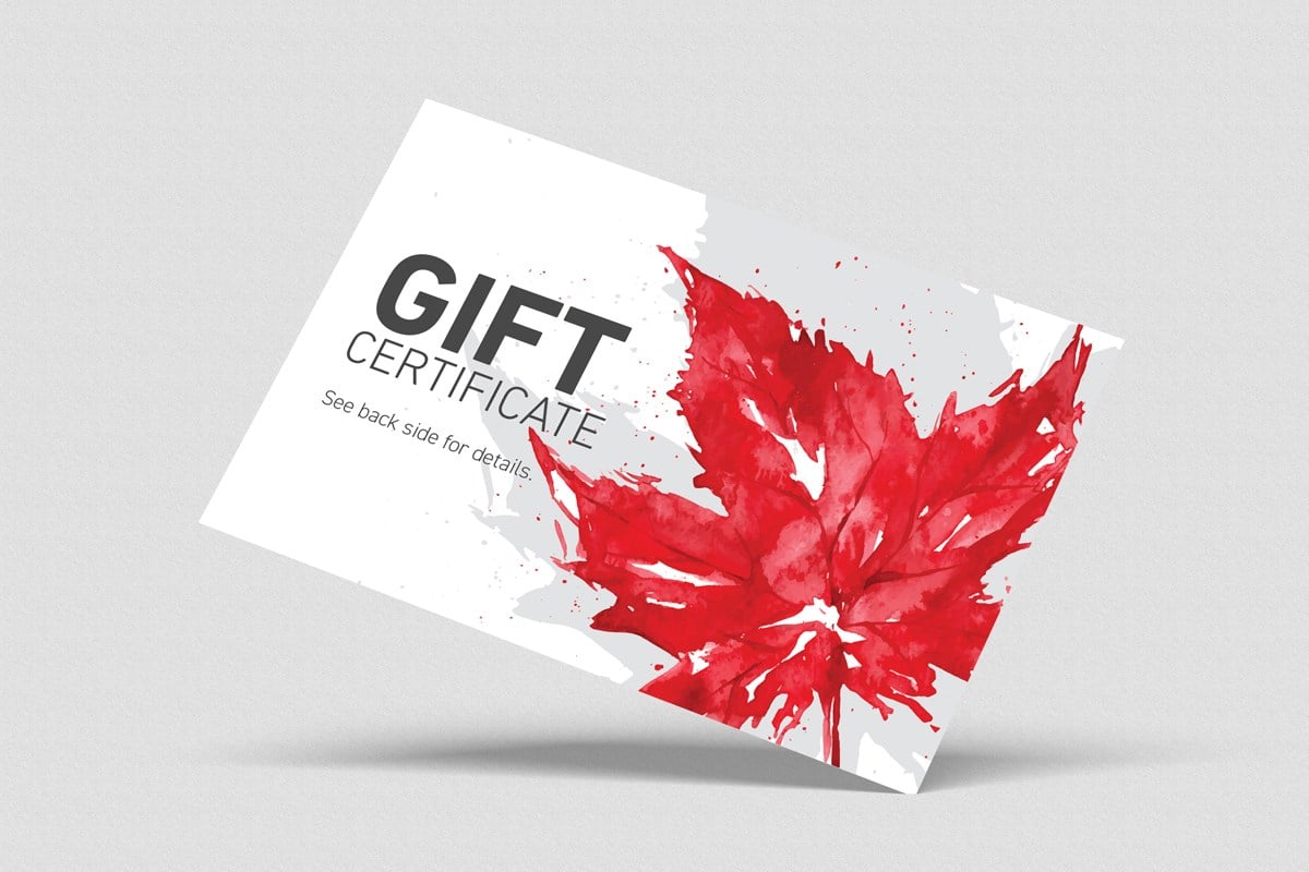 Image showing Gift Certificate with maple leaf design.