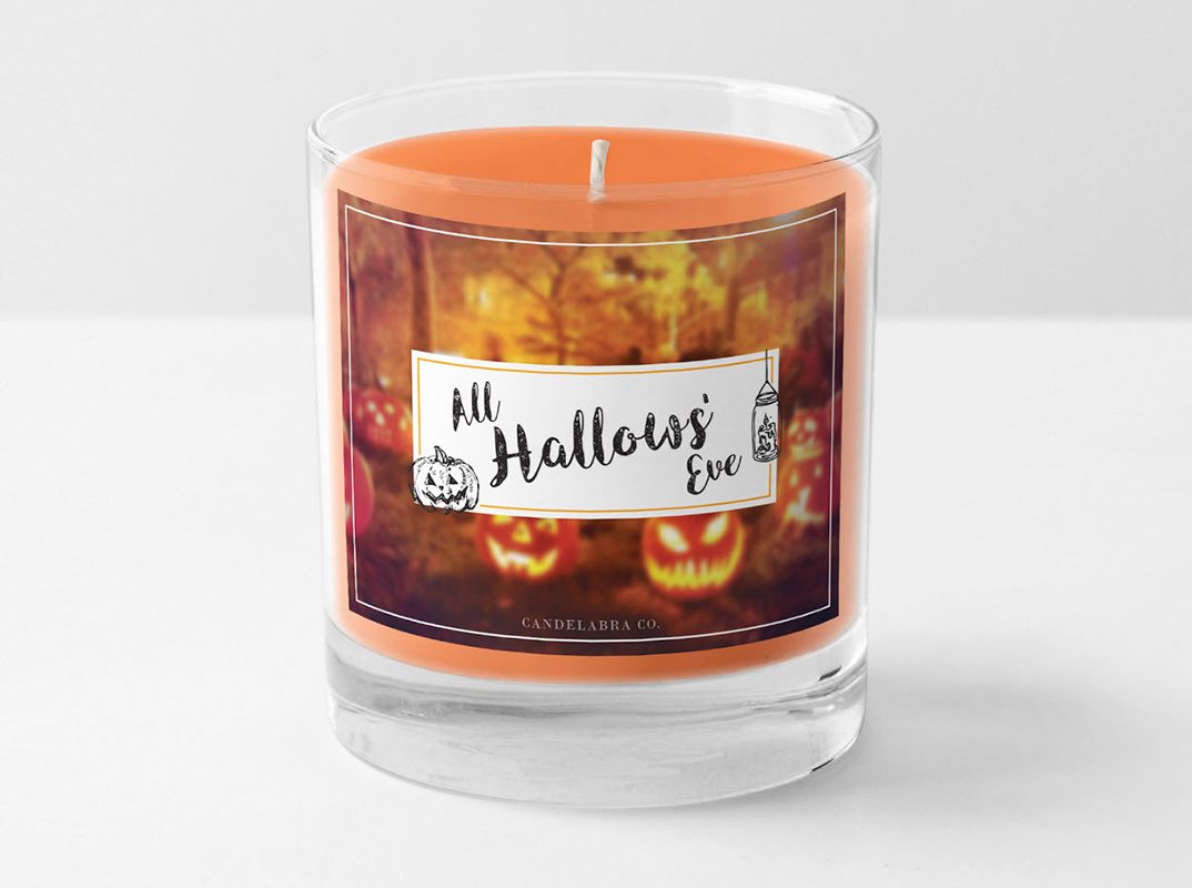 Halloween themed orange candle.