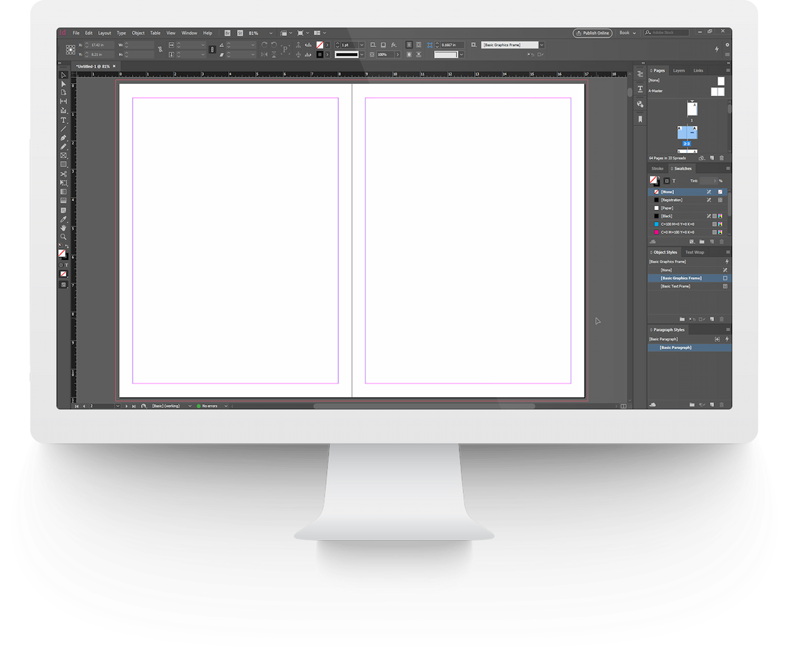 Adobe InDesign on iMac