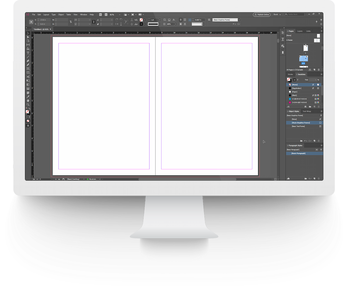 Adobe InDesign on iMac