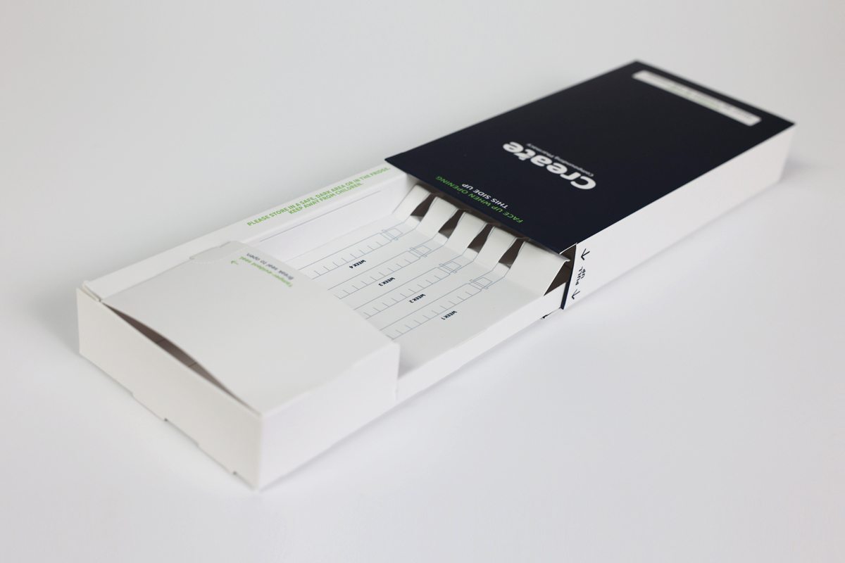 Custom pharmaceutical packaging for syringes.